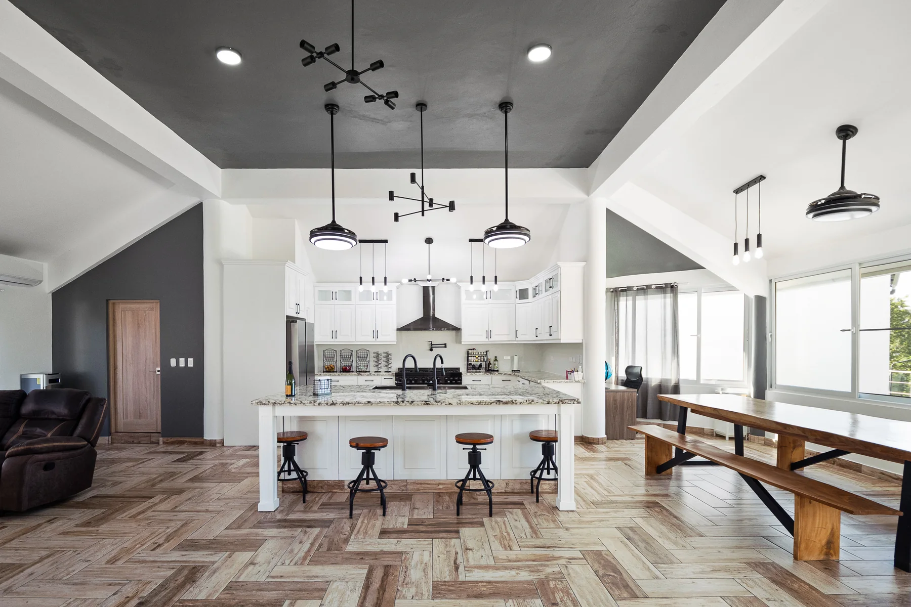Open-plan kitchen and dining space